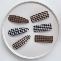 위즈래빗 패턴체크 3개 똑딱핀 세트 성인 똑딱핀 머리핀 여성 앞머리 포인트 똑딱핀