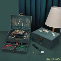 메쉬 레드 3단 잠금 앤티크 귀걸이 목걸이 팔찌 액세서리 대용량 결혼, 02.자수 태슬 잉크룩