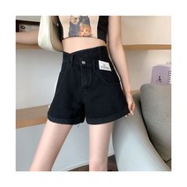 여자 돌핀 와이드 카고 반바지 솔리드 데님 여름 비대칭 크림 핑 악세사리 울장 하이 웨스트 지퍼 포켓 a 라인 올 매치 캐주얼 유행