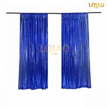 2 패널 피트 x 8 실버 쉬머 스팽글 패브릭 사진 부스 배경 커튼 웨딩 파티 장식, 2pc 2x8ft-60x245cm, Royal Blue