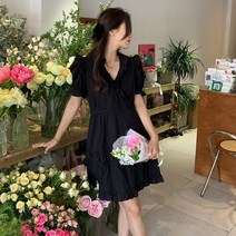 [에이진] 브이넥 프릴 A라인 원피스