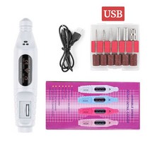 HALAIMAN-전문 재료 네일 드릴 머신 전기 샌더 밀링 커터 매니큐어 세트 드릴러 액세서리, 14 USB-White