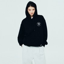 앤커버 스몰 로만 타이포 로고 후드-블랙 - BLACK 127053