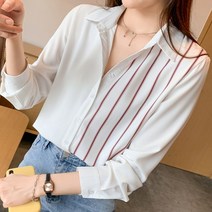 비앤에이치스타일 하프 스트라이프 셔츠 블라우스 240