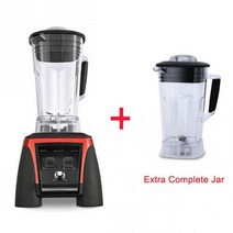 BioloMix 슈퍼 헤비 듀티 상업용 전문 파워 블렌더 쥬서 푸드 프로세서 믹서 3HP 45000RPM 2200W BPA 프리 2L 병, RED EXTRA JAR_EU 플러그