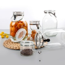 셀러메이트 유리 밀폐 저장용기 담금주 과일청 유리저장병 육수병, 0.5L, 1개