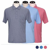 남자옷도매 잔 줄무늬 컬러 골프 반팔티