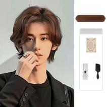 남자 통가발 자연스러운 패션 전체 볼륨 가르마 남성, 쿨브라운+3종세트