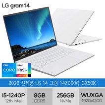 LG전자 2022 그램14 14ZD90Q-GX50K (i5-1240P RAM 8G NVMe 256GB), 256GB, Free DOS, 스노우 화이트, 코어i5, 8GB
