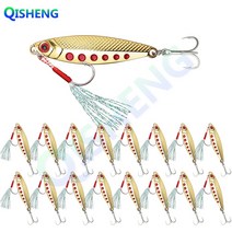 [QISHENG] 메탈지그 CS-MP 17개입 세트 산천어 송어 갈치 삼치 농어 광어 우럭 배스 쏘가리 방파제 선상낚시, 골드, CS-MP10g