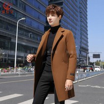 셀럽당 남자 트렌치코트 가을 겨울 외투 미디 기장 슬림 모직 코트