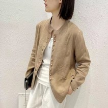 면 린넨 긴팔 카디건 여성 봄 박시 상의 점퍼 Whr1032
