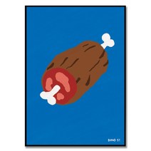 Bon appetit - 어릴때부터 꿈꾼 만화 고기 2 Bond St. 작가 귀여운 식당 카페 인테리어 음식 그림 액자, 메이플 뉴질랜드 원목 액자