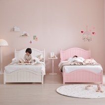 상일리베가구 샐리 공주 원목 침대 S(본넬매트리스), 캔디핑크