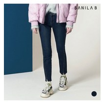 바닐라비 여성 크롭 스트레이트 트임 기모 D톤 데님팬츠