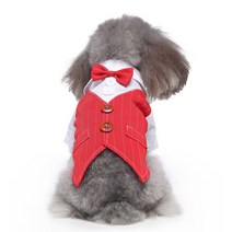 애완 동물 옷 강아지 정장 애완 동물 옷 드레스, LF05 레드 스트라이프 더블 활 타이 조끼, M