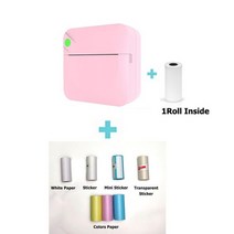 날인기 유통기한 마킹기 스티커 휴대용 2d 프린터 모바일 미니 열전사 자체 접착 라벨 소기업용 인쇄기, 20 C17 Pink with 7Rolls