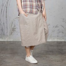 벅시루 여성 솔트 면린넨 랩 8부 치마바지