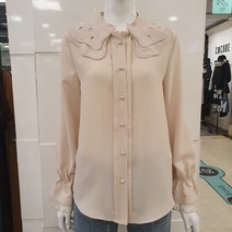 블루페페 부평점 겹카라넥 고급스러운 소매단 처리된 긴팔 블라우스