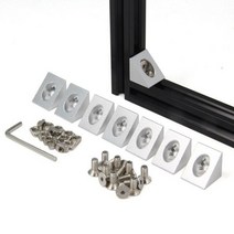 알루미늄 프로파일 M5x10mm 나사 M5 T너트 forSeries 슬롯 6mm 압출 프로파일과 8PCS 실버 앵글 샤프 코너 브래킷 커넥터, 8Kit Corner Bracket
