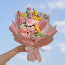 손뜨개 꽃다발 코바늘 연인 생일 선물 부케 완제품, 핑크계열완성품(플라워아티스트특장)