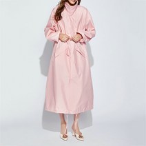 에버유어스 여성 방수 방풍 레인코트 러닝 야외 패션 롱 우의 골프비옷 연 핑크, XL