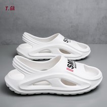 Y.GA 핫한 남성 미끄럼 방지 샌들 학교 사무실 샌들 바닷가 야영 비치화 남성 토오픈 통굽 구멍 신발 푹신한 발편한 아웃도어 샌들 슬립온 욕실 방수 EVA 보들보들