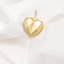 메탈릭 각진 하트초 글리터 생일초 파티 케이크 무지개 특이한 이쁜 초, 골드