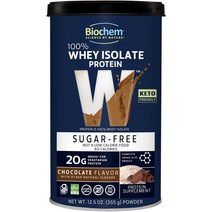 Biochem 100% 유청 무설탕 천연 20g 24.6온스 채식주의자 인증된 글루텐 프리 인증된 비 GMO 테스트 완료 케토 친화적 목초 사육, 무설탕 초콜릿, 12.5온스(1팩)