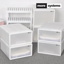 [모아시스템즈] 시스템 중형 수납장 4개 플라스틱서랍장 정리함 수납함, 화이트
