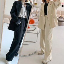 티데일리 여성용 뮤즈 오버핏 자켓 와이드 슬랙스 수트 세트 정장 셋업