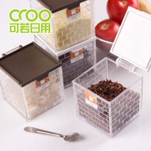 주방 생활용품 반찬 양념통 보관용기 일본 수입 조미료 양념 용기 주방 수납 inomata 수납 케이스 수납 용기 뚜껑을 열고, 작은 스푼 미포함]