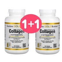 (1+1) 캘리포니아골드뉴트리션 콜라겐 펩타이드 하이드롤라이즈드콜라겐 비타민C 250정 2팩