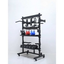 덤벨 케이블그립 케틀벨 거치대 헬스장 수납 거치대, 블랙 다기능 피트니스 보관함