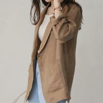 여직원 간절기 원버튼 여자 얇은 롱자켓 환절기 아르바이트생 세련 봄