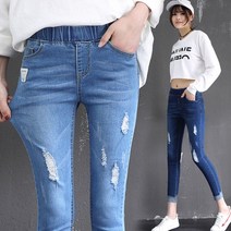 여성 봄 가을 밴딩 크롭 청바지 스키니진 스판 데님팬츠 진청 연청 2칼라