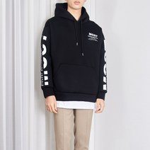 (신상무배) 3컬러 남여공용 남자 네오프렌 오버핏 빅레터링 모스트 레이어드 후드 티셔츠