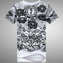 더폴 남자 반팔 호랑이티셔츠 클럽 큐빅 티 라운드넥