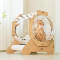 고양이 침대 쿠션 해먹 숨숨집 목재 공간 캡슐 투명 방 아크릴 작은 애완 동물 고양 펫침대, B