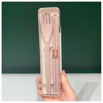 안나 접이식 도시락 재료 따로 보관함 도시락 도시락, 핑크 수저 3종 세트