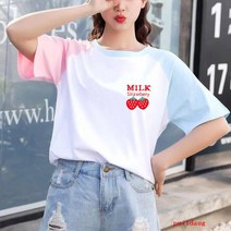 puildaug 여름 곰 반팔 셔츠 느슨한 패션 조커 탑