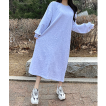 [4color]무지 라운드 쭈리코튼 롱 원피스