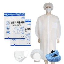방문자가운세트 위생복세트 위생가운 실험복 마스크 모자 덧신, XL, 방문자가운세트(흰색)