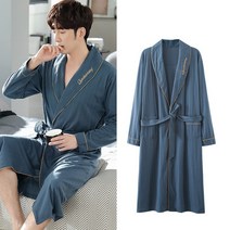 ANYOU 남성용 리미엄 순면 샤워가운 가정용 데일리 호텔 목욕가운, XL, 1개, 네이비