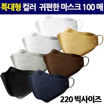 국산 특대형 컬러 특대마스크 얼큰이마스크 빅사이즈 마스크 귀편한 일회용 얼굴큰사람 100매, 블랙마스크