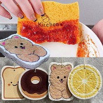 천연 생분해 셀룰로오스 설거지 식빵 친환경 수세미, 도넛