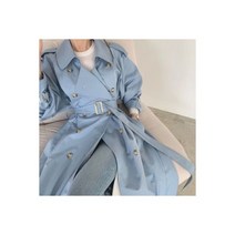트렌치코트 하프 바람막이 자켓 롱 숏 미디엄 여자용 캐쥬얼 트렌치 코트 더블 브레스트 오버코트 시크한 백 버튼 루즈 아우터 벨트 포함 가을 패션 134451