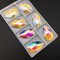 모든 크기 눈물 방울 유리 모조 다이아몬드에 바느질 배 크리스탈 ab 색상 플랫 백 돌, 22x38mm 1개