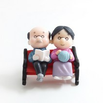 비오스 테라리움 피규어-빨간벤치 노부부 커플 3P세트 테라리움 젤캔들, 2번