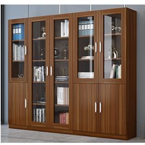 사무실 진열장 긴문 도어 수납 정리 선반 인테리어, 붉은 백단  세트